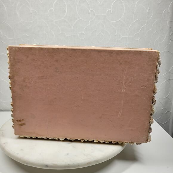 Vintage Shell Jewelry Box Satin Lined Handmade Coastal Trinket Organizer 12.5” - Picture 13 of 16